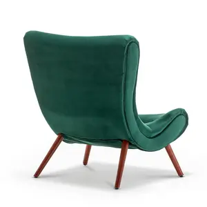 Velvet Emerald Green Katia Accent Chair with Footstool