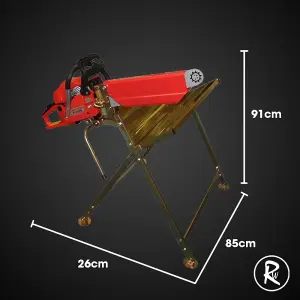 RocwooD Saw Horse Log Holder Folding Metal With Pivoting Chainsaw Clamp