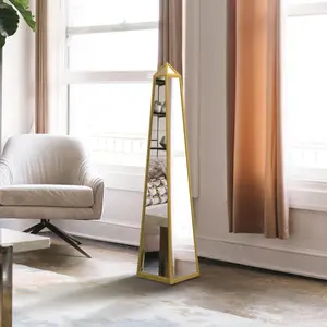 MirrorOutlet The Obelisk Gold Metal Edged Mirrored Ornament 120CM X 25CM X 25CM