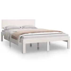 Berkfield Bed Frame White Solid Wood 120x190 cm Small Double