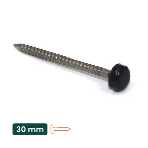 50 Pcs UPVC Panel Pins 30mm Poly Top Pins Nails Plastic Headed Fascia Fixings Roofing Nails Black