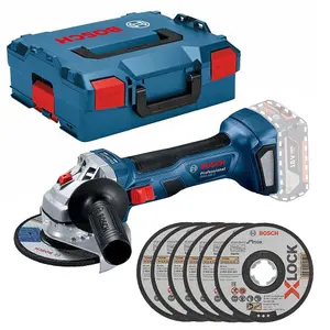 Bosch GWX 18V-7 X-LOCK 18v 115mm Brushless Angle Grinder Bare LBOXX + 6 Discs