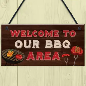 Red Ocean BBQ Home Decor Sign Novelty Barbecue Plaques For Garden Welcome Signs Home Gifts