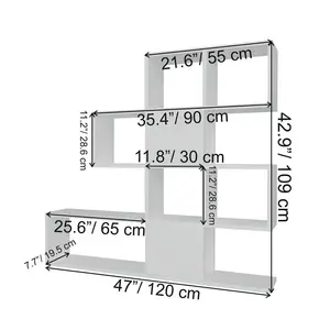 Karlin Geometric Bookcase Bookshelf Shelving Unit White