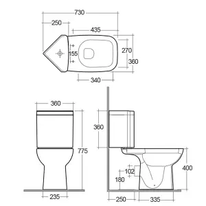 RAK Origin Close Coupled Corner Toilet WC