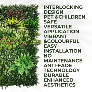 Artificial Plant Flower Living Wall Panels Realistic - Lush Lonsdale - Indoor / Outdoor - 1m x 1m - Home, Garden, Office