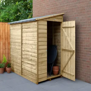 Forest Garden Overlap 6x3 ft Pent Wooden Shed with floor - Assembly service included