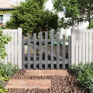 Grey 120x90cm Outdoor Wooden Garden Gate Spruce Wood Fence Door with Door Bolt