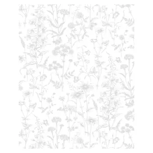 Laura Ashley Lisette White Silhouette Floral Glass Splashback, (H)750mm (W)600mm (T)6mm