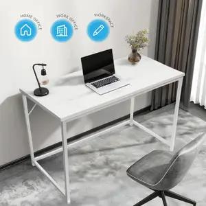 House of Home Computer Desk with White Metal Frame - Versatile Gaming Desk, and Dressing Table for Home and Office 120cm