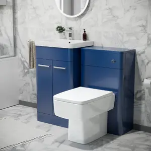 Nes Home Sudbury 500mm Freestanding Vanity Unit with Basin, Back to Wall toilet, WC unit Royal Blue