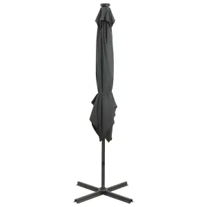 Berkfield Cantilever Umbrella with Pole and LED Lights Anthracite 250 cm