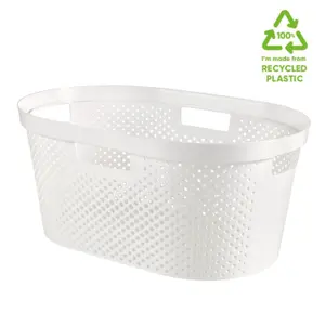 Curver Infinity White Dot Plastic Laundry basket, 40L