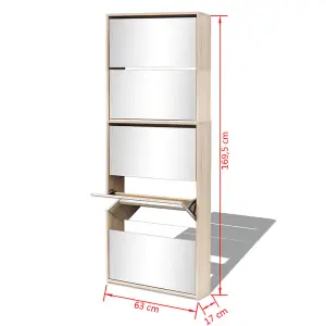 Berkfield Shoe Cabinet 5-Layer Mirror Oak 63x17x169.5 cm