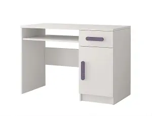 Elegant White Computer Desk H760mm W1100mm D500mm - Heather Handles for Soft Study Spaces