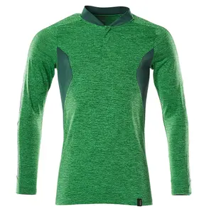 Mascot Accelerate Coolmax Pro Long-Sleeved Polo Shirt (Grass Green/Green)  (Medium)