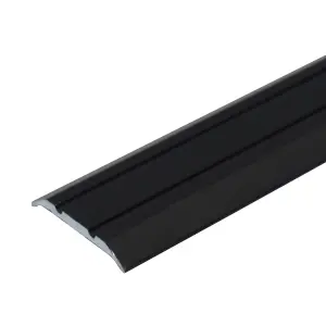 A12 25mm Anodised Aluminium Flat Door Threshold Strip - Black, 0.93m