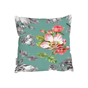 Cushions - Bright Flower on Green (Cushion) / 45cm x 45cm