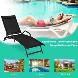 Costway Set of 2 Outdoor Chaise Lounge Chairs 5-Position Adjustable Recliners Sun Lounge