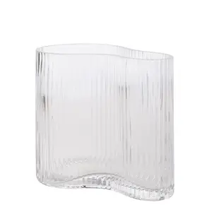 Hestia Clear Ribbed Glass Vase - Small