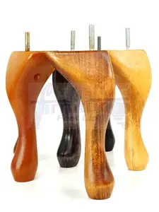 QUEEN ANNE WOODEN LEGS 250mm HIGH SET OF 4 NATURAL REPLACEMENT FURNITURE FEET  M10