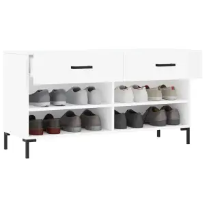 Berkfield Shoe Bench White 102x35x55 cm Engineered Wood