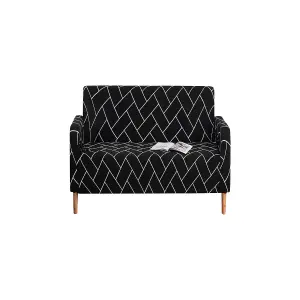 Black & White Printed Sofa Cover, 2 Seater