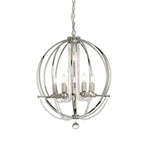 Elstead Cassie 7 Light Chandelier Polished Nickel