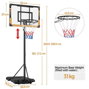 Yaheetech Brown Portable Basketball System with Adjustable Height Pole and Wheels 82cmL x 57cmW