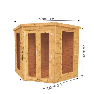 Mercia 7x7 ft with Double door & 2 windows Pent Wooden Summer house