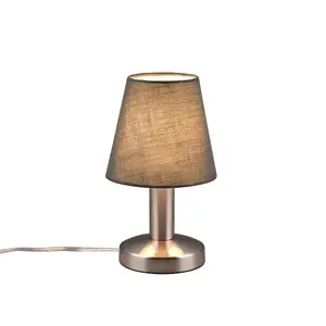 Luminosa Mats Ii Young living Table Lamp with Round Tapered Shade Nickel Matt Grey Shade - UK Stock