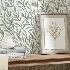 Willow Leaf Wallpaper In Green