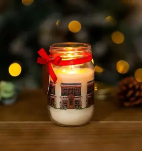 Candle in Jar, Ginger Spice and Nutmeg Xmas House Lights, Wax Pillar Candles Scented Flame, Christmas Decor