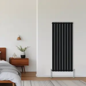 Rinse Bathrooms Vertical Radiators 1600x544mm Flat Panel Column Designer Radiator Black Double Radiators Central Heating