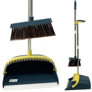 Strong Long Handled Dustpan and Brush Set Soft Bristles Broom Lobby Dust Pan