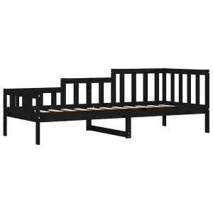 Berkfield Day Bed Black 90x190 cm Solid Wood Pine