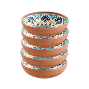 Purely Home Rio Medallion Melamine Low Bowls - Set of 5