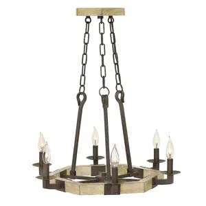 Elstead Wyatt 6 Light Chandelier Iron Finish, E14