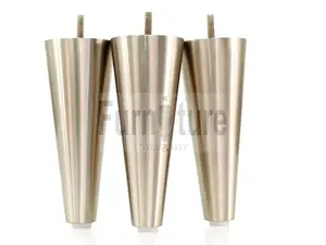 4 Replacment Brushed Chrome Metal Legs 180mm High Round Tapered Feet M8 Couch Chairs Sofa Footstool Bed