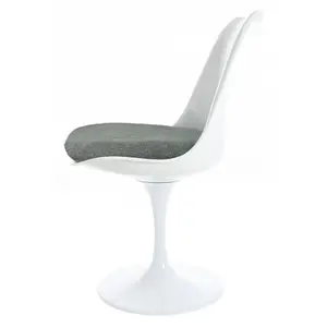 White Tulip Dining Chair with Velveteen Grey Cushion