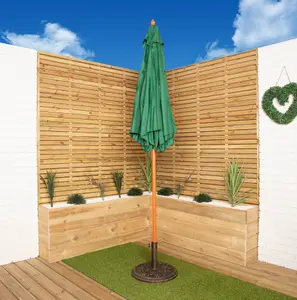 2.4m Wooden Garden Parasol 34mm Shaft & Pulley in Green