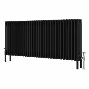 Right Radiators 600x1460 mm Horizontal Traditional 4 Column Cast Iron Style Radiator Black