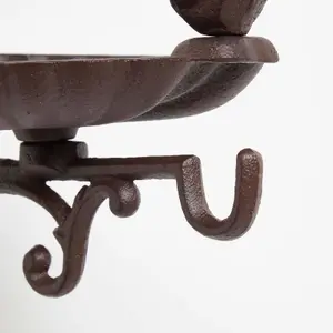 Homescapes Brown Decorative Bird Bath with Wall Bracket Cast Iron