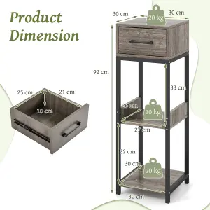 Costway 3 Tier Indoor Plant Stand Metal Plant Table w/ Drawer Vertical Corner Display Shelf