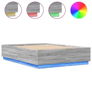 Berkfield Bed Frame with LED without Mattress Grey Sonoma 160x200 cm