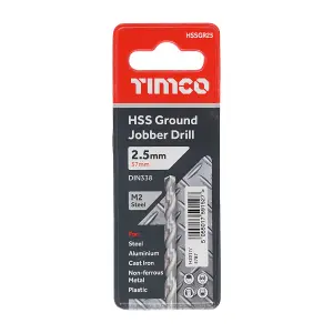 Timco - Ground Jobber Drills - HSS M2 (Size 2.5mm - 1 Each)