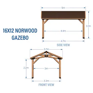 Backyard Discovery Norwood Cedar Wood Patio Gazebo 4.9m x 3.6m (16ft x 12ft)