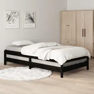 Berkfield Stack Bed Black 90x200 cm Solid Wood Pine