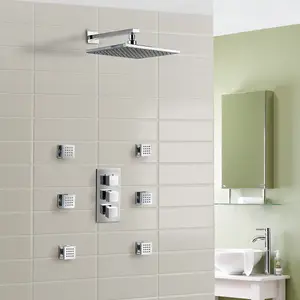 Rose Concealed Thermostatic Shower Mixer Abs Head & Power Massage Jet Set