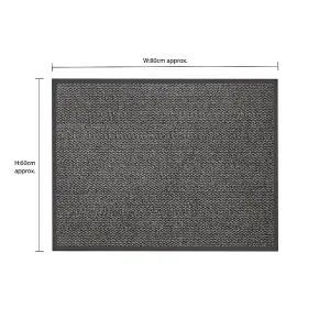 JVL Heavy Duty Commodore Barrier Door Mat, 60x80cm, Grey/Black